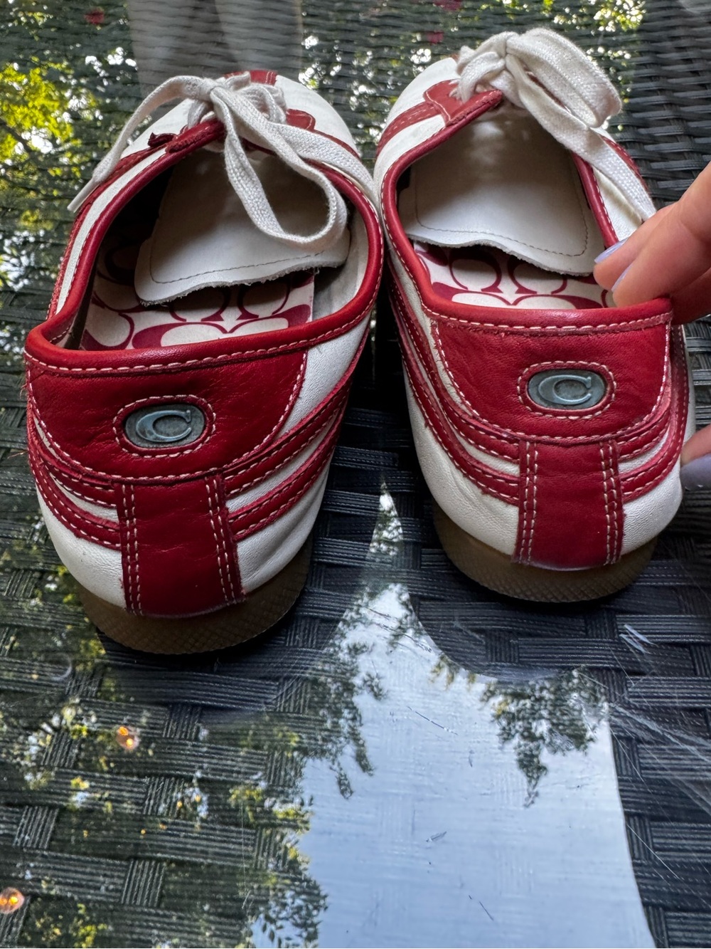 Vintage Coach Ellie P506 Red & White Womens Sneakers - Picture 3 of 6